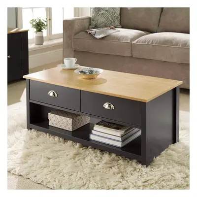 (Graphite) Home Source Camden Two Tone Coffee Table Drawers