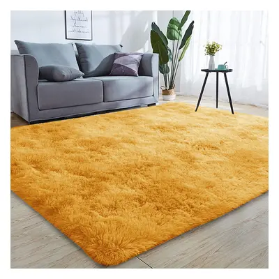 (Ochre, X cm) Fluffy Rugs Anti-Slip Large Shaggy Rug Super Soft Mat Living Room Bedroom Carpet