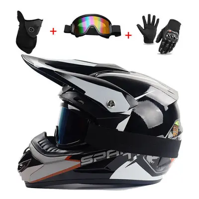 ( Bright Black Ghost Head, M) Racing Motorcycle Bike UK Motocross Helmet Road Dirt NEW Off Dirt 