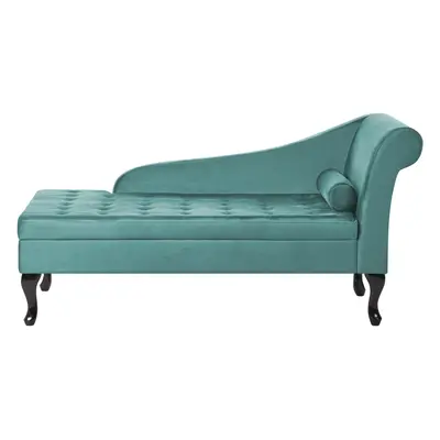 Right Hand Velvet Chaise Lounge with Storage Teal PESSAC