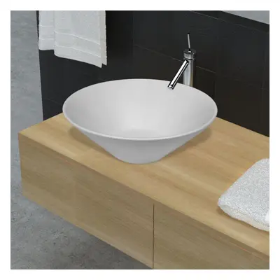 vidaXL Bathroom Porcelain Ceramic Sink Art Basin Bowl White Round Fixture