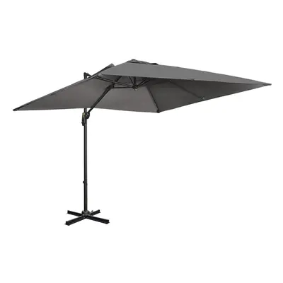 Outsunny 2.7 x 2.7 m Cantilever Parasol Garden Umbrella w/ Cross Base Dark Grey