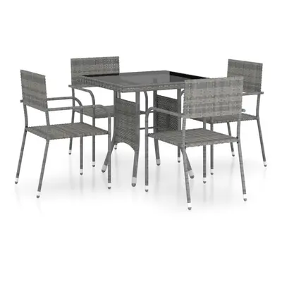 vidaXL Garden Dining Set Piece Poly Rattan Grey Outdoor Table and Chairs