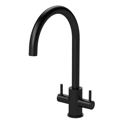 Minimalist Kitchen Mono Mixer Tap with Lever Handles, 436mm - Matt Black