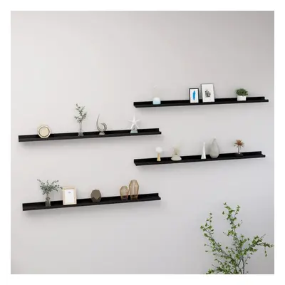 vidaXL 4x Wall Shelves Black 115x9x3 cm Hanging Display Racks Furniture Home