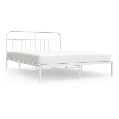 (white, x cm/with headboard) vidaXL Metal Bed Frame Bedroom Bed Base Bedstead Metal Matress Foun