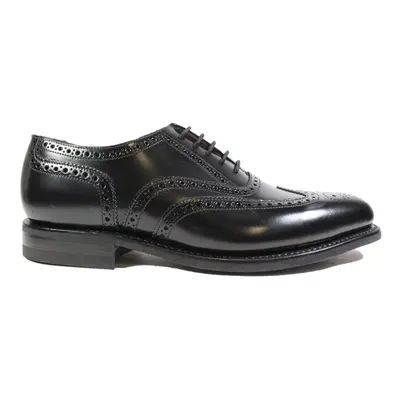 (9 (Adults')) Black Polished Leather Mens Oxford Brogue Shoes