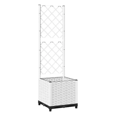 (white, x x cm) vidaXL Garden Planter with Trellis PP Outdoor Raised Bed Flower Pot Planter