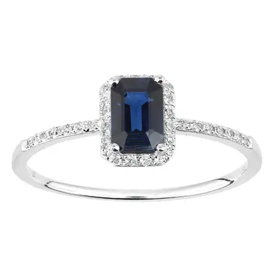 (O) Jewelco London 18ct White Gold Octagon Sapphire and Diamond Cluster Ring