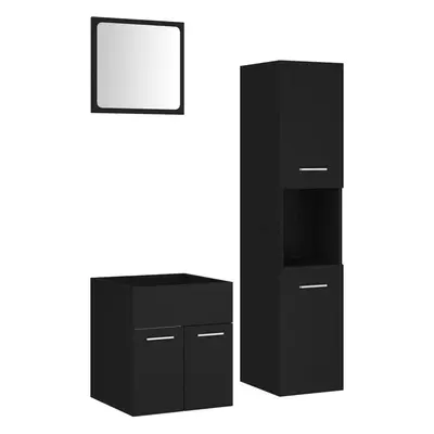 (black) vidaXL Bathroom Furniture Set Chipboard Wall Mirror Multi Sizes Multi Colors