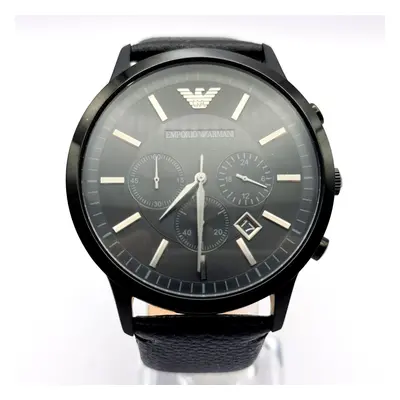 NEW EMPORIO ARMANI MENS AR2461 BLACK LEATHER MENS CHRONOGRAPH WATCH