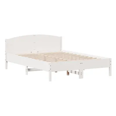 (white, x cm) vidaXL Bed Frame with Headboard Bed Base White 140x200 cm Solid Wood Pine