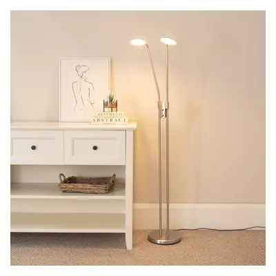 ValueLights Beata Brushed Chrome Integrated LED Way Floor Lamp