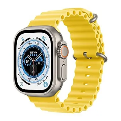 Apple Watch Ultra (GPS + Cellular, 49mm) Smart Watch - Titanium Case with Yellow Ocean Band. Fit