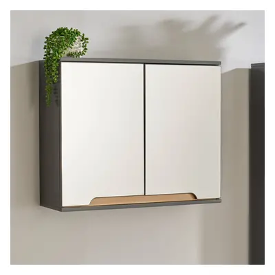 Home Source Florence Mirrored Hanging Wall Bathroom Storage Cabinet Grey