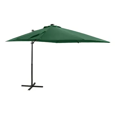 vidaXL Cantilever Umbrella with Pole and LED Lights Green cm Sunshade