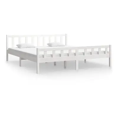 vidaXL Solid Wood Bed Frame White 160x200 cm Bedroom Wooden Bedstead Bed Base