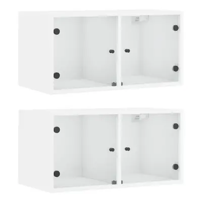 (white, pcs) vidaXL Wall Cabinets with Glass Doors Bathroom Cupboard Wall Storage Cabinet