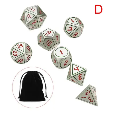 () 7pcs Heavy Metal Polyhedral Dices DnD RPG SET w/ Bag