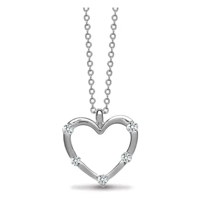 Jewelco London Ladies Solid 18ct White Gold Channel Set Round G SI1 0.15ct Diamond Love Heart Ch