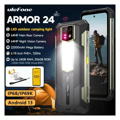 New Ulefone Armor Global 4G Rugged Phone (12+12)GB+256GB 22000mAh 64MP+64MP Night Vision Camping