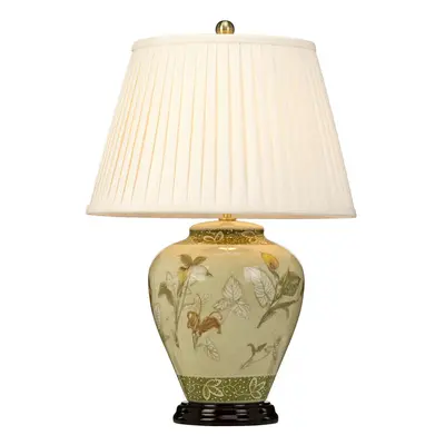 Table Lamp Chinese Porcelain Cream Shade Aged Brass LED E27 60W