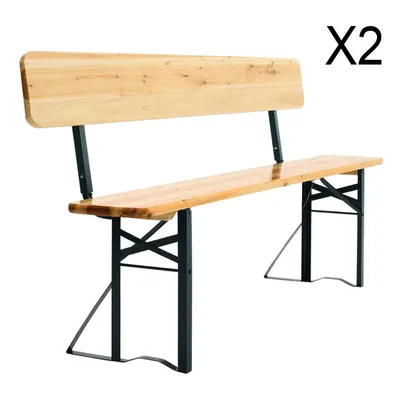 (2 Benches Only) Wooden Beer Table+2 Bench Set Folding BBQ Outdoor