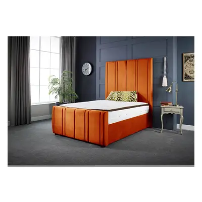 (6FT SUPER KING) Lucinda Luxury Orange Velvet Upholstered Bed Frame