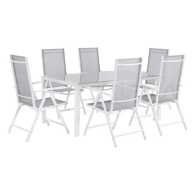 6 Seater Garden Dining Set CATANIA Metal Grey