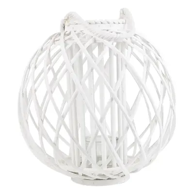 Round Wooden Candle Lantern cm White SAMOA