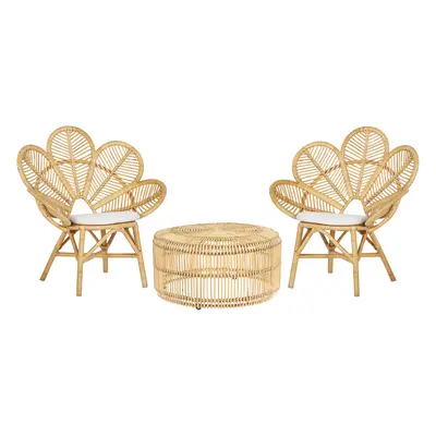 Bistro Set with Cushion FLORENTINE / LIMNI Rattan Beige