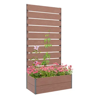 Outsunny Raised Garden Bed with Trellis and Drainage Hole, Planter Box Brown