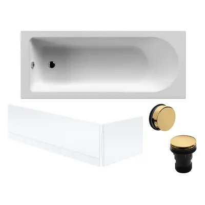 Round Single Ended Bath, Panels and Brushed Brass Waste - x 700mm