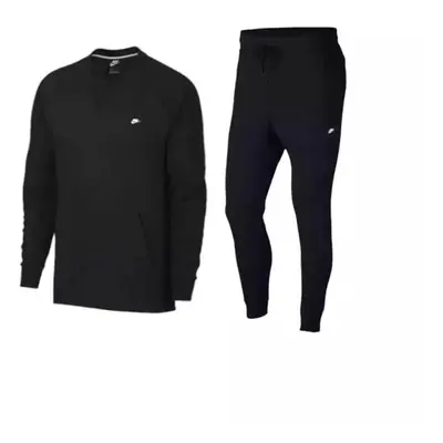 (Black, XL) Nike Men's Optic Crewneck Fleece Tracksuit