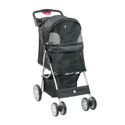 (Black Pet Stroller) KCT Hooded Pet Strollers for Small to Medium Sized Pets