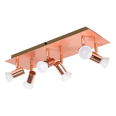 Modern Rectangular Copper Effect Way Adjustable GU10 Ceiling Spotlight - Complete with 5w LED Bu