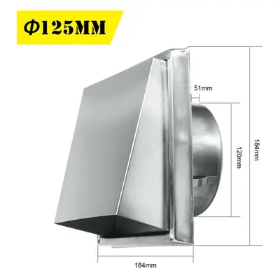 (100mm) 100/125/150mm Stainless Steel Square Wall Air Vent Ducting Grille Cover