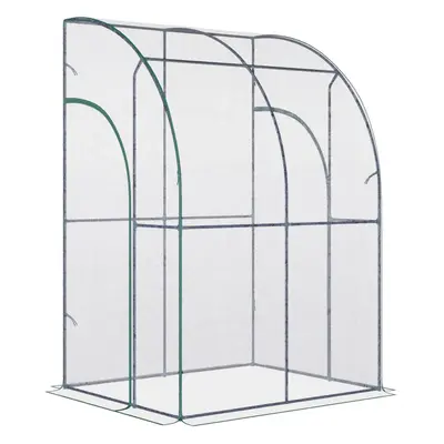 Outsunny x x 212cm Walk-In Lean to Wall Tunnel PVC Greenhouse with Doors