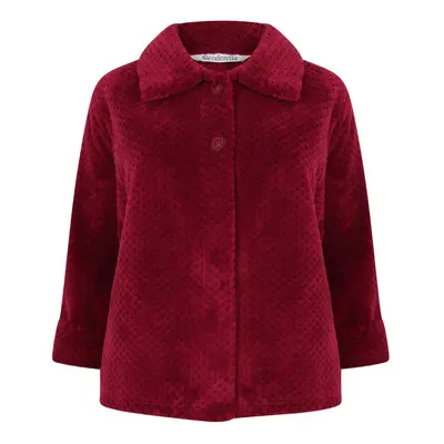 (Raspberry, - UK 24/26) Slenderella Ladies Soft Waffle Fleece Button Up Collar Bed Jacket