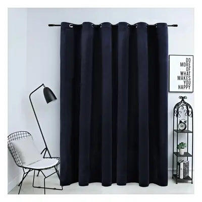 vidaXL Blackout Curtain with Metal Rings Velvet Black Blind Drapery Window