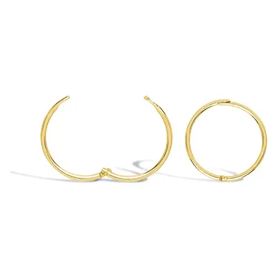 Jewelco London Solid 9ct Yellow Gold Hinged Sleeper 1mm Hoop Earrings 12mm - JER649A