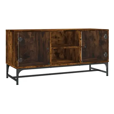 (smoked oak) vidaXL TV Cabinet with Glass Doors Home TV Stand Entertainment Centre TV Unit