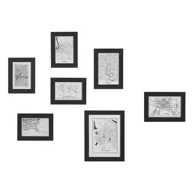 Wall Gallery of Maps Frames Black DENKORO