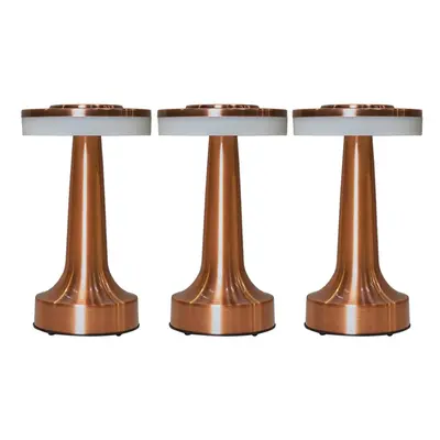 Set of Contemporary Petite Wireless Portable Outdoor Garden Copper Dumbbell Touch Table Lamps wi