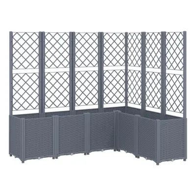 vidaXL Garden Planter with Trellis Outdoor Flower Pot Planter Pot Box Grey PP