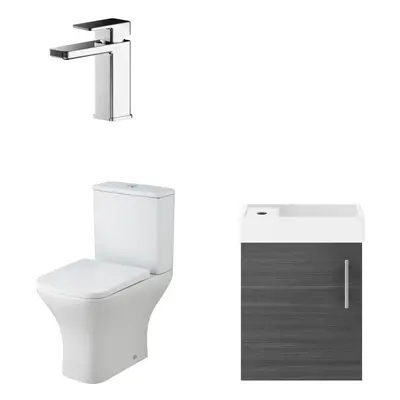 Saint Cloakroom Set - Wall Hung Vanity Basin Unit, Toilet Pan, Cistern, Seat & Mini Basin Tap - 