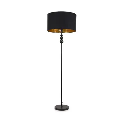 ValueLights Marissa Black & Gold Shade with Black Stacked Floor Lamp