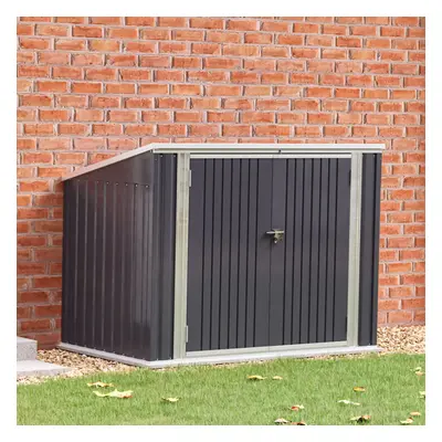 (Anthracite) x ft Metal Shed Garden Storage Shed Double Wheelie Bin Store Bike Storage Pent Roof