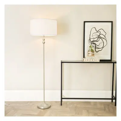 ValueLights Maggie Brushed Chrome Metal Candlestick Floor Lamp Base