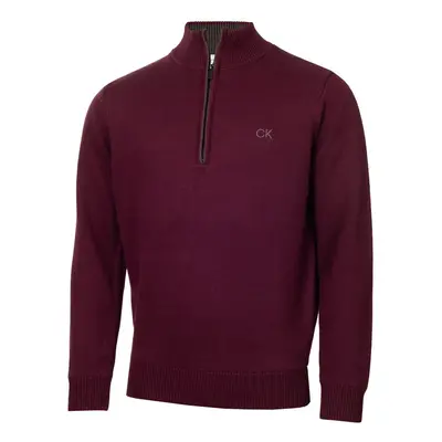 (M, French Burgundy) Calvin Klein Mens Lined Chunky Windproof Lined 1/2 Zip Sweater